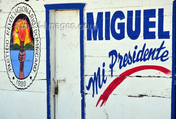 dominican326: Gaspar Hernández, Espaillat province, Dominican republic: in the D.R. presidential candidates are known on a first name basis - Miguel's local campaign HQ - Partido Revolucionário Dominicano - photo by M.Torres - (c) Travel-Images.com - Stock Photography agency - Image Bank