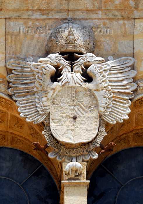 dominican37: Santo Domingo, Dominican Republic: Catedral Primada de America - Spanish imperial arms borne by a double-headed eagle, surmounted by an imperial crown, surrounded with the collar of the Golden Fleece - Holy Metropolitan Cathedral Basilica of our Lady Holy Mary of the Incarnation - Catedral Santa Maria La Menor - Ciudad Colonial - UNESCO World Heritage site - photo by M.Torres - (c) Travel-Images.com - Stock Photography agency - Image Bank