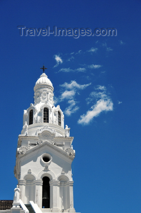 ecuador149: Quito, Ecuador: Catedral Metropolitana - Metropolitan Cathedral - Garcia Moreno street - white-washed steeple on the western façade, on Garcia Moreno street - photo by M.Torres - (c) Travel-Images.com - Stock Photography agency - Image Bank