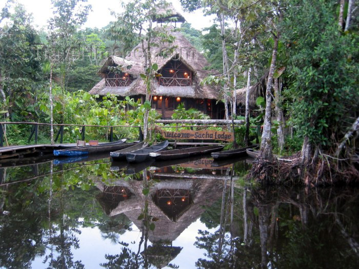 ecuador19: Ecuadorian Amazonia: welcome to Sasha lodge (photo by Rod Eime) - (c) Travel-Images.com - Stock Photography agency - Image Bank