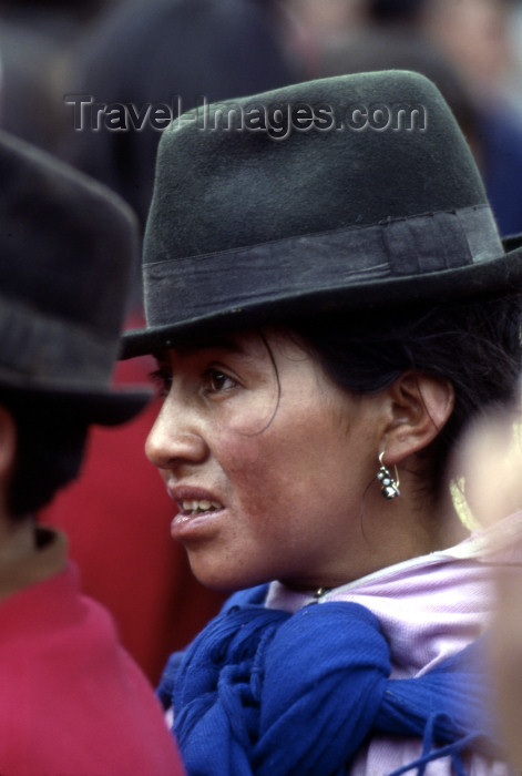 ecuador27: Quito, Ecuador: Quechua woman with hat, in a demonstration - photo by J.Fekete - (c) Travel-Images.com - Stock Photography agency - Image Bank