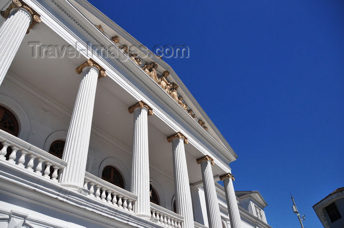 ecuador39: Quito, Ecuador: Plaza del Teatro / Plaza Chica - Teatro Sucre - main balcony - Ionic columns - photo by M.Torres - (c) Travel-Images.com - Stock Photography agency - Image Bank