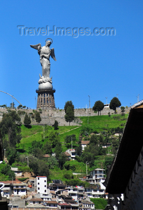 ecuador61: Quito, Ecuador: El Panecillo - staue of the Virgen de Quito by Agustín de la Herrán Matorras - virgin on top of a globe, stepping on a snake - photo by M.Torres - (c) Travel-Images.com - Stock Photography agency - Image Bank