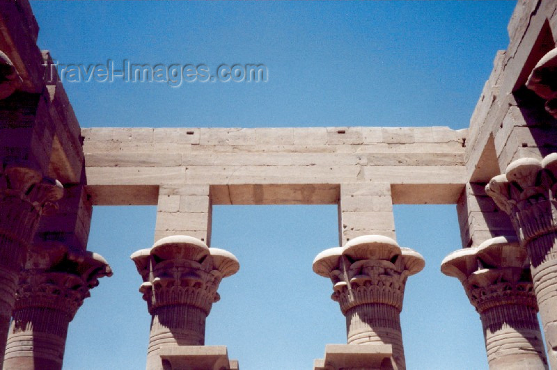 egypt37: Philae, Aswan Governorate, Egypt: Kiosk of Trajan - capitals on a pristine sky  - island of Agilka - Unesco world heritage site - photo by M.Torres - (c) Travel-Images.com - Stock Photography agency - Image Bank