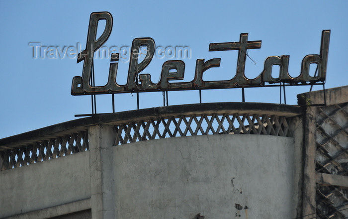 el-salvador56: San Salvador, El Salvador, Central America: Parque Libertad - sign at the old cine Libertad movie theatre - photo by M.Torres - (c) Travel-Images.com - Stock Photography agency - Image Bank