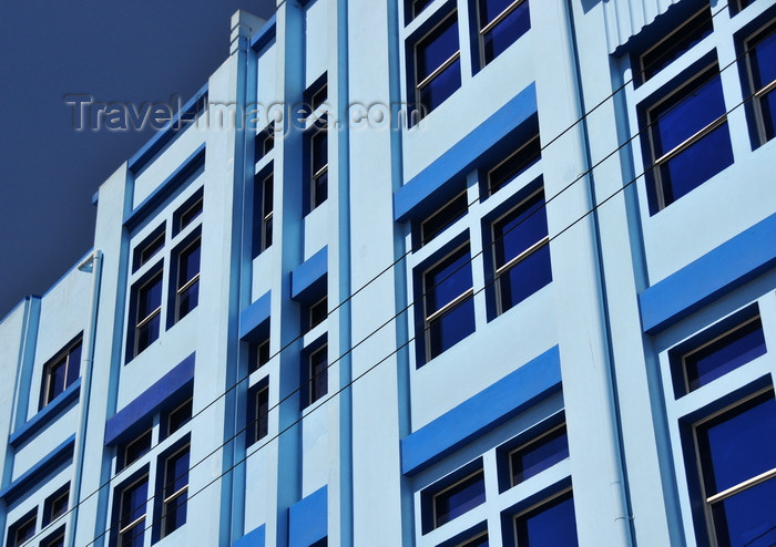 el-salvador63: San Salvador, El Salvador, Central America: blue façade on 6a calle oriente - photo by M.Torres - (c) Travel-Images.com - Stock Photography agency - Image Bank