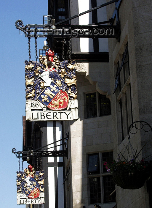 england131: London: Liberty department store - signs - Regent Street - West End shopping district (photo by K.White) - (c) Travel-Images.com - Stock Photography agency - Image Bank