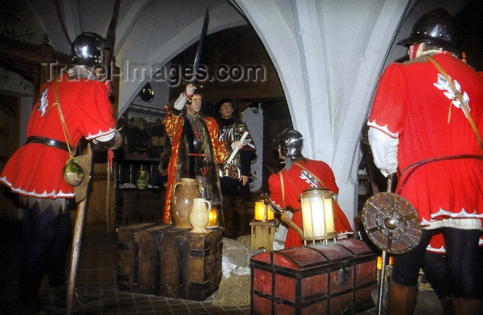 england179: Warwick, Warwickshire, West Midlands, England: medieval life - waxworks by Madame Tussaud at the castle - photo by F.Hoskin - (c) Travel-Images.com - Stock Photography agency - Image Bank