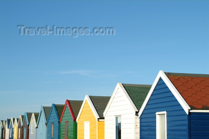 england207: Southwold, Waveney district, Suffolk, East Anglia, East England: beach huts rainbow - photo by K.White - (c) Travel-Images.com - Stock Photography agency - Image Bank