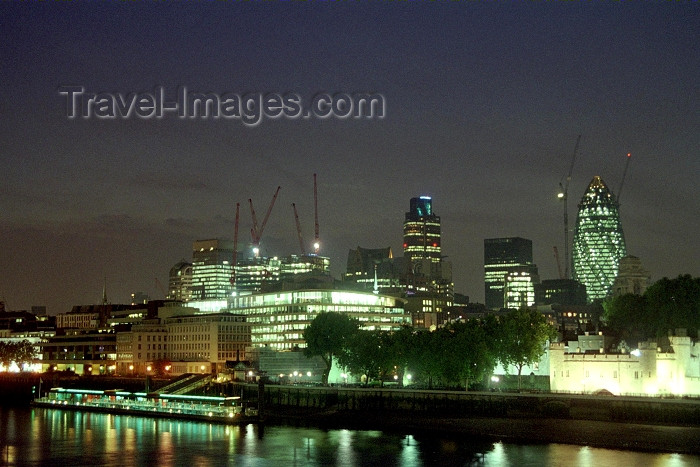 england249: London: skyline at night - the Gherkin - photo by M.Bergsma - (c) Travel-Images.com - Stock Photography agency - Image Bank