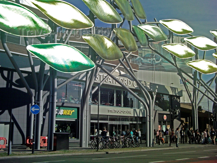 england258: London, England: Stratford Centre's metal trees, Newham - photo by A.Bartel - (c) Travel-Images.com - Stock Photography agency - Image Bank