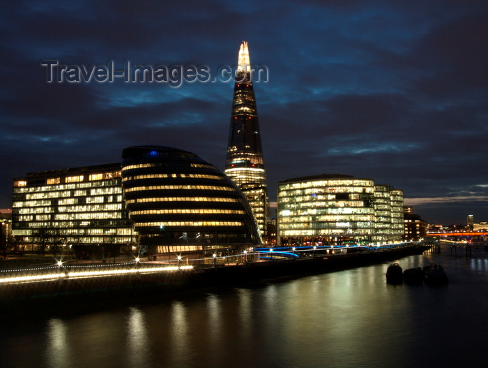 england266: London, England: The Shard, City Hall, South Bank, Thames river - nocturnal - photo by A.Bartel - (c) Travel-Images.com - Stock Photography agency - Image Bank