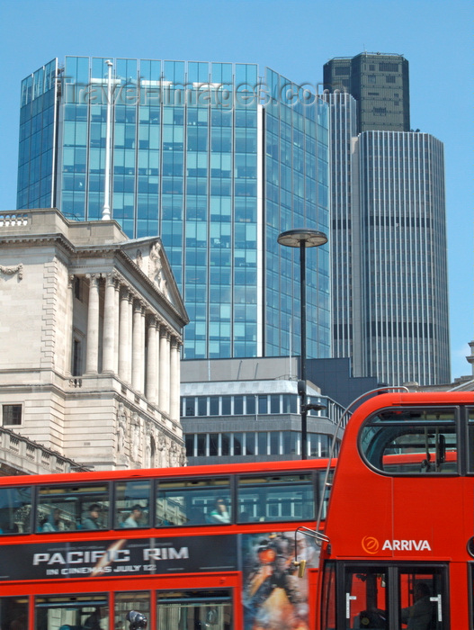 england267: London, England: Bank of England buses and skyscrapers - photo by A.Bartel - (c) Travel-Images.com - Stock Photography agency - Image Bank
