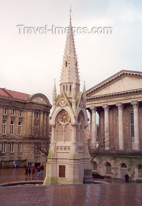 england34: Birmingham, West Midlands, England: Chamberlain Memorial Fountain and Town Hall - Chamberlain Square - photo by M.Torres - (c) Travel-Images.com - Stock Photography agency - Image Bank