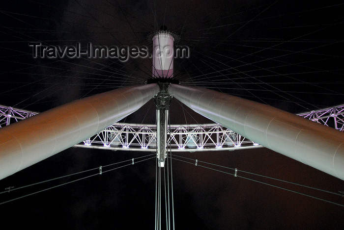 england420: London: British Airways London Eye - under the pillars - A-frame - south bank - Jubilee Gardens, Lambeth - at night - photo by M.Torres - (c) Travel-Images.com - Stock Photography agency - Image Bank