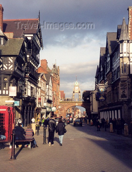 england44: Chester, Cheshire, North West England, UK: Eastgate - street scene - photo by M.Torres - (c) Travel-Images.com - Stock Photography agency - Image Bank