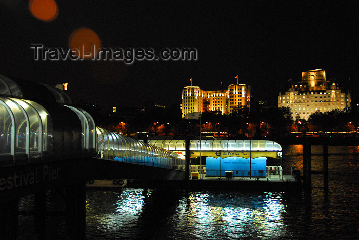 england458: London: Festival pier - view towards Victoria Embankment - Thames river - photo by  M.Torres - (c) Travel-Images.com - Stock Photography agency - Image Bank