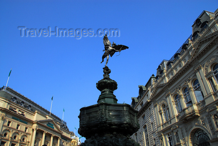 england461: London: Eros angel of Love /Angel of Christian Charity at the Shaftesbury Memorial Fountain - art Nouveau - designed by Sir Alfred Gilbert - Piccadilly Circus - photo by Miguel Torres / Travel-Images.com - (c) Travel-Images.com - Stock Photography agency - Image Bank