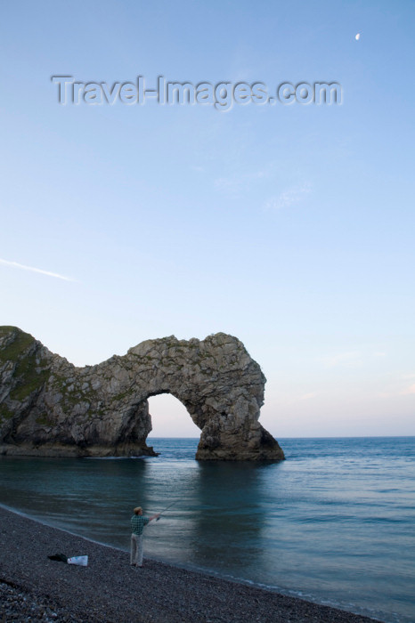 england574: Durdle Door, Dorset, England: man fishing - UNESCO World Heritage Site - photo by I.Middleton - (c) Travel-Images.com - Stock Photography agency - Image Bank