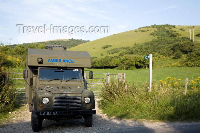 england578: Dorset, England: army ambulance parked beside road in the countryside - photo by I.Middleton - (c) Travel-Images.com - Stock Photography agency - Image Bank