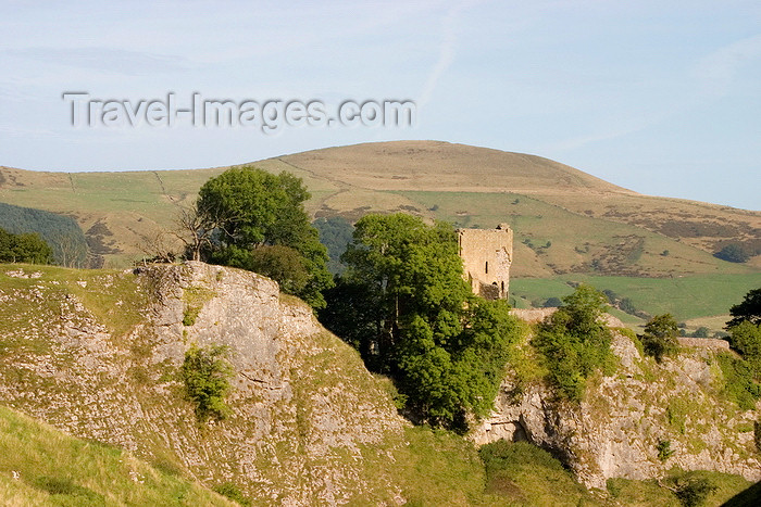 england593: Castleton, Peak District, Derbyshire, England: Peveril castle with Mam Tor in the background- photo by I.Middleton - (c) Travel-Images.com - Stock Photography agency - Image Bank