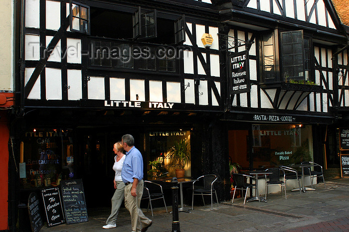 england621: Canterbury, Kent, South East England: St Peter's Street - people walking past Little Italy restaurant - photo by I.Middleton - (c) Travel-Images.com - Stock Photography agency - Image Bank