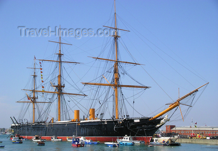 england651: Portsmouth, Hampshire, South East England, UK: HMS Warrior - the Royal Navy's first iron-hulled, armour-plated warship - Portsea Island - photo by T.Marshall - (c) Travel-Images.com - Stock Photography agency - Image Bank