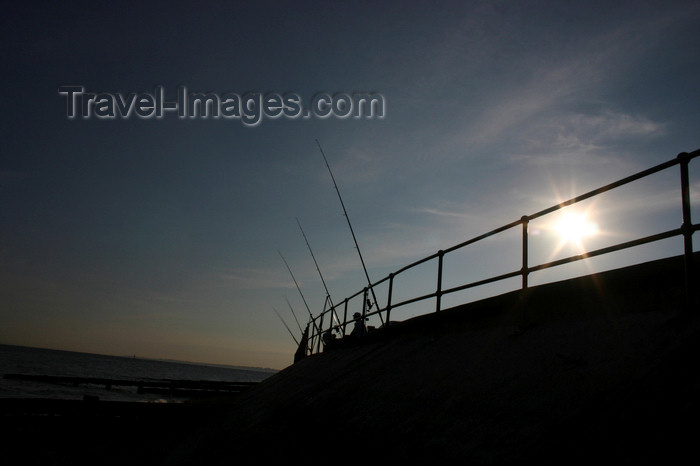 england657: Lee on Solent, Gosport, Hampshire, South East England, UK: fishermen fishing off seafront as sun goes down - photo by I.Middleton - (c) Travel-Images.com - Stock Photography agency - Image Bank