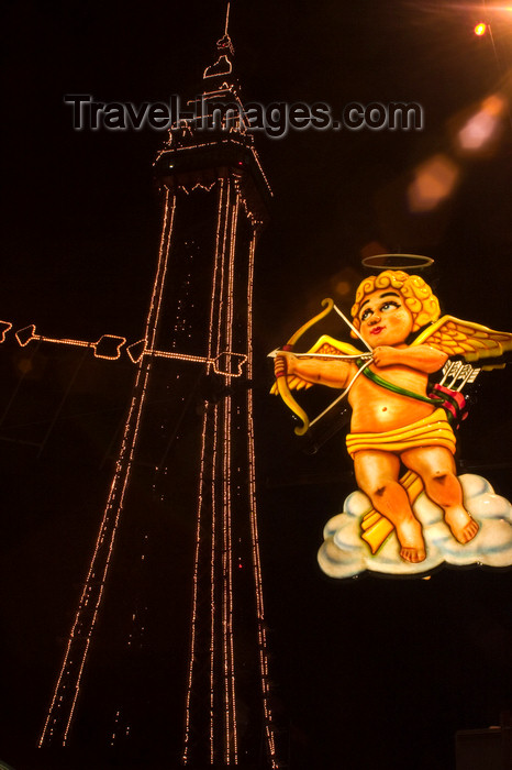 england737: Blackpool - Lancashire, North West England, UK: Cupid fires his arrow - illuminations and tower at night - photo by I.Middleton - (c) Travel-Images.com - Stock Photography agency - Image Bank