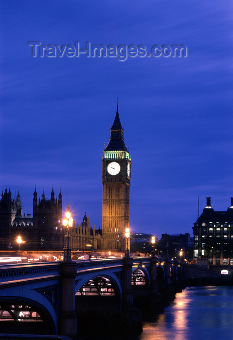 england771: London, England:  Big Ben and the arches of Westminster Bridge - photo by A.Bartel - (c) Travel-Images.com - Stock Photography agency - Image Bank