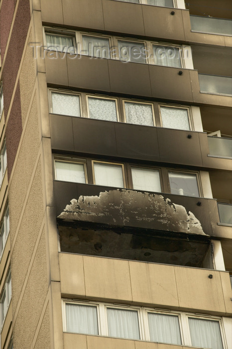 england776: London, England:  burnt out flat, Stratford, Newham - photo by A.Bartel - (c) Travel-Images.com - Stock Photography agency - Image Bank