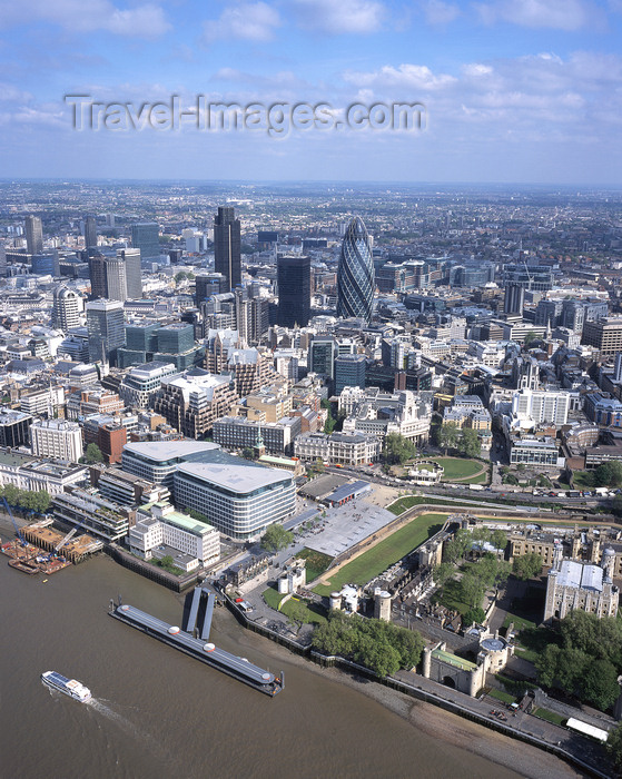 england796: London, England: The City and the Thames - Aerial - photo by A.Bartel - (c) Travel-Images.com - Stock Photography agency - Image Bank