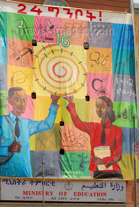 eritrea4: Eritrea - Asmara: ministry of education poster, on display during independence day celebrations - photo by E.Petitalot - (c) Travel-Images.com - Stock Photography agency - Image Bank