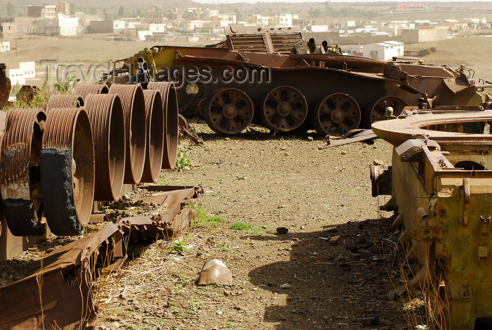 eritrea87: Eritrea - Mendefera, Southern region: tank wrecks in a battle field - photo by E.Petitalot - (c) Travel-Images.com - Stock Photography agency - Image Bank