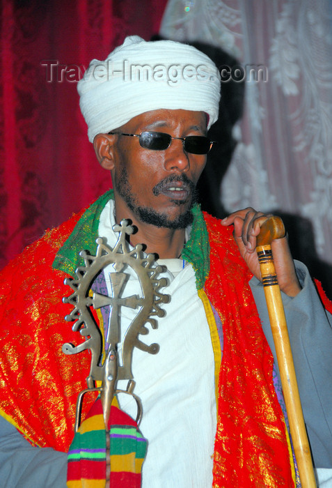 ethiopia160: Lalibela, Amhara region, Ethiopia: Bet Medhane Alem rock-hewn church - prist wearing a turban - photo by M.Torres - (c) Travel-Images.com - Stock Photography agency - Image Bank