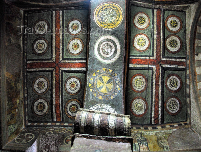 ethiopia166: Lalibela, Amhara region, Ethiopia: Bet Maryam rock-hewn church - ceiling decorated with crosses and circles - UNESCO world heritage site - photo by M.Torres - (c) Travel-Images.com - Stock Photography agency - Image Bank