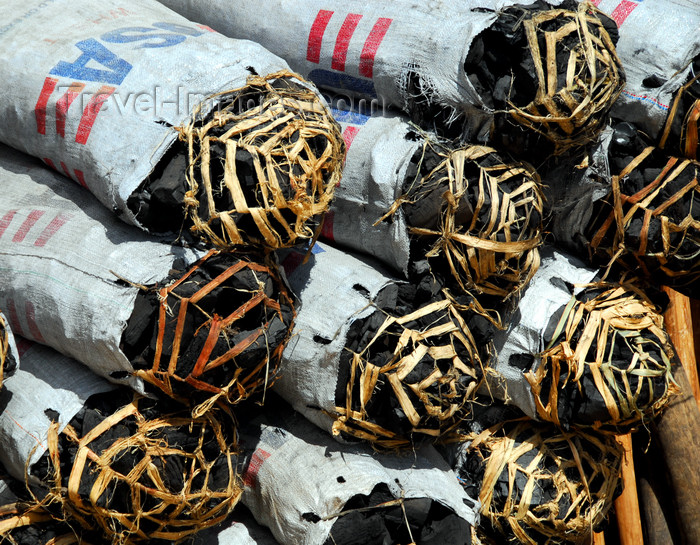 ethiopia18: Addis Ababa, Ethiopia: coal in old food aid sacks - photo by M.Torres - (c) Travel-Images.com - Stock Photography agency - Image Bank