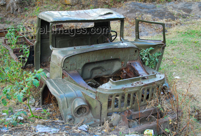 ethiopia232: Gondar, Amhara Region, Ethiopia: remains of a Russian truck destroyed in the civil war - photo by M.Torres - (c) Travel-Images.com - Stock Photography agency - Image Bank