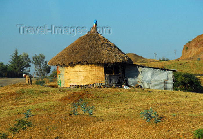 ethiopia242: Gondar, Amhara Region, Ethiopia:hut with thatched and zinc annex - photo by M.Torres - (c) Travel-Images.com - Stock Photography agency - Image Bank