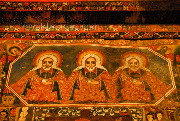 ethiopia247: Gondar, Amhara Region, Ethiopia: Debre Berham Selassie church - Trinity - art inspired by the works of Haile Meskel - north wall - holy of holies - photo by M.Torres - (c) Travel-Images.com - Stock Photography agency - Image Bank