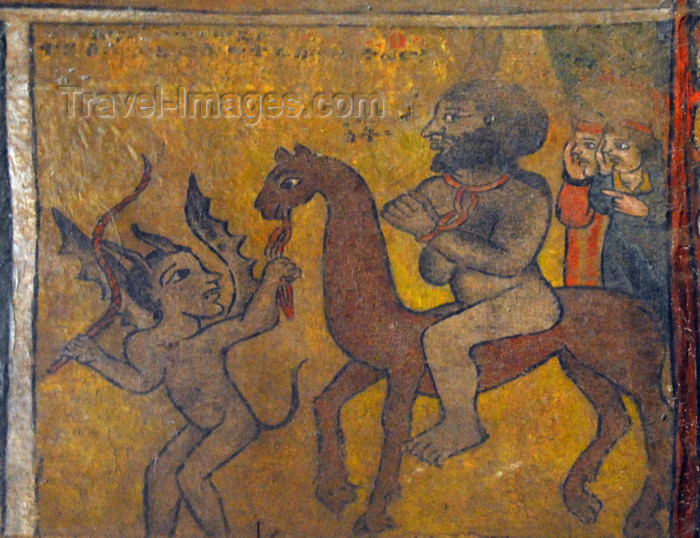 ethiopia252: Gondar, Amhara Region, Ethiopia: Debre Berham Selassie church - prophet Muhammad on a camel, being led to hell by a devil - photo by M.Torres - (c) Travel-Images.com - Stock Photography agency - Image Bank