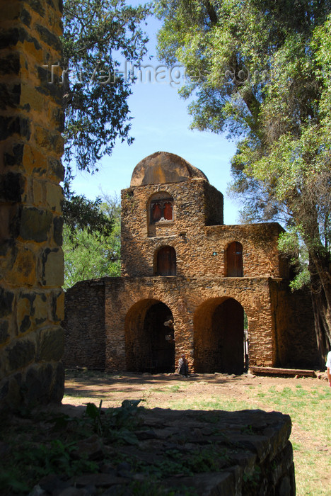 ethiopia258: Gondar, Amhara Region, Ethiopia: Debre Berham Selassie church - entrance gate, in the shape of a lion, with the tower also representing Jesus - photo by M.Torres - (c) Travel-Images.com - Stock Photography agency - Image Bank