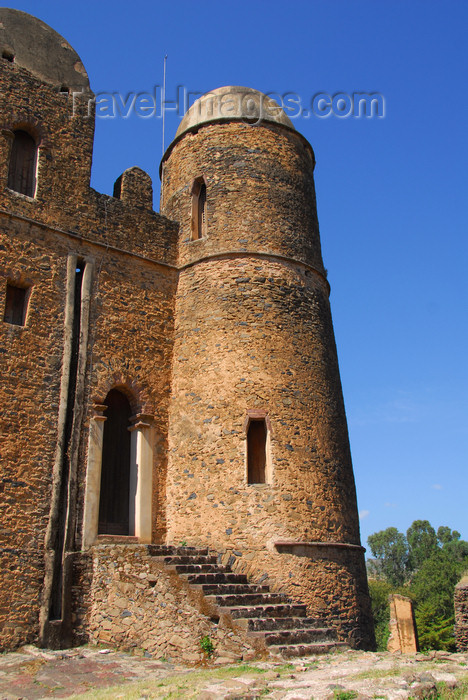 ethiopia271: Gondar, Amhara Region, Ethiopia: Royal Enclosure - Fasiladas' Palace - round tower and stairs - photo by M.Torres - (c) Travel-Images.com - Stock Photography agency - Image Bank