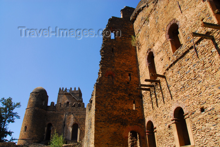 ethiopia283: Gondar, Amhara Region, Ethiopia: Royal Enclosure - Iyasu palace with Fasiladas' Palace in background - photo by M.Torres - (c) Travel-Images.com - Stock Photography agency - Image Bank