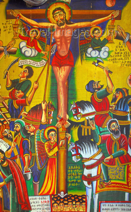 ethiopia387: Axum - Mehakelegnaw Zone, Tigray Region: Church of St Mary of Zion - Jesus' crucifixion - photo by M.Torres - (c) Travel-Images.com - Stock Photography agency - Image Bank