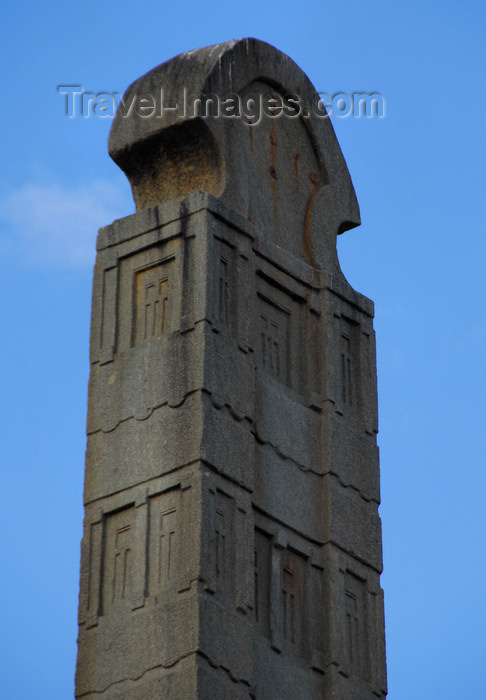 ethiopia392: Axum - Mehakelegnaw Zone, Tigray Region: Northern stelae field - top of King Ezana stela - photo by M.Torres - (c) Travel-Images.com - Stock Photography agency - Image Bank