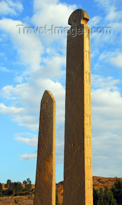ethiopia394: Axum - Mehakelegnaw Zone, Tigray Region: - Northern stelae field - King Ezana and neighbouring stele - photo by M.Torres - (c) Travel-Images.com - Stock Photography agency - Image Bank