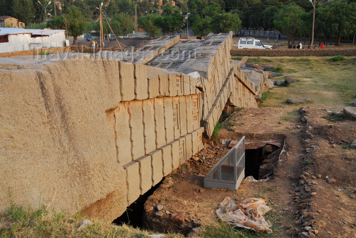 ethiopia408: Axum - Mehakelegnaw Zone, Tigray Region: Great Stele - collapsed - Northern stelae field - photo by M.Torres - (c) Travel-Images.com - Stock Photography agency - Image Bank