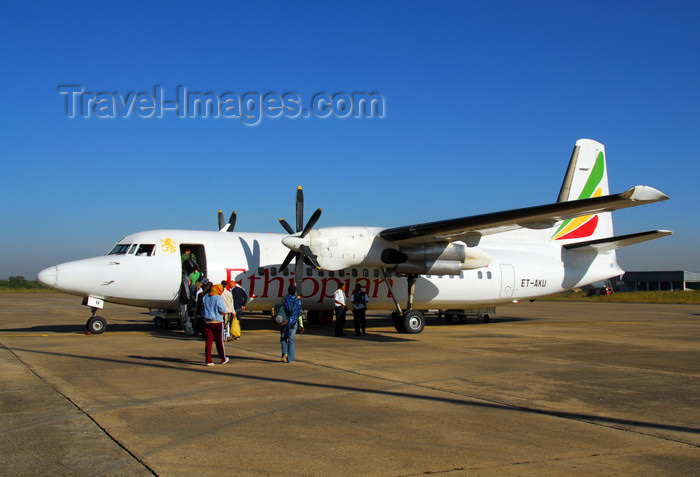 ethiopia412: Bahir Dar, Amhara, Ethiopia: Bahir Dar Ginbot 20 airport - Ethiopian Airlines Fokker 50 - F-59, ET-AKU (cn 20333) - photo by M.Torres - (c) Travel-Images.com - Stock Photography agency - Image Bank