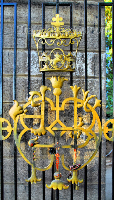 ethiopia62: Addis Ababa, Ethiopia: Holy Trinity Cathedral - imperial symbols - main gate - photo by M.Torres - (c) Travel-Images.com - Stock Photography agency - Image Bank